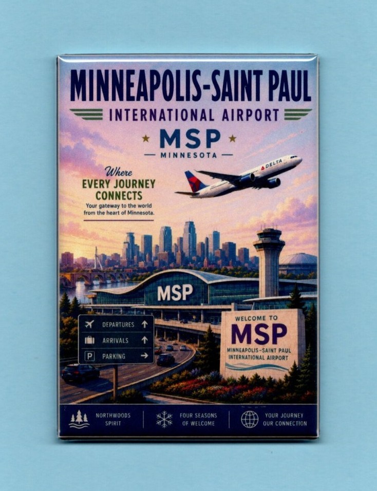 MINNEAPOLIS SAINT PAUL INTERNATIONAL AIRPORT TRAVEL POSTER *2X3 FRIDGE MAGNET*