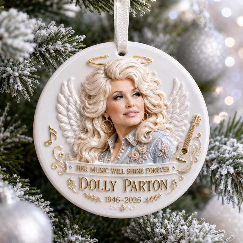 Dolly Parton Angel Christmas Ornament, Country Music Legend Tribute Holiday Deco Dolly Parton Angel Christmas Ornament, Country Music Legend Tribute Holiday Deco