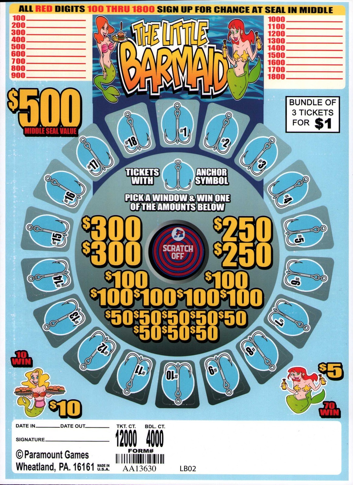 Pull Tab Tickets - Jar - Game - The Little Barmaid - Window - 4,000 ct Pull Tab Tickets - Jar - Game - The Little Barmaid - Window - 4,000 ct
