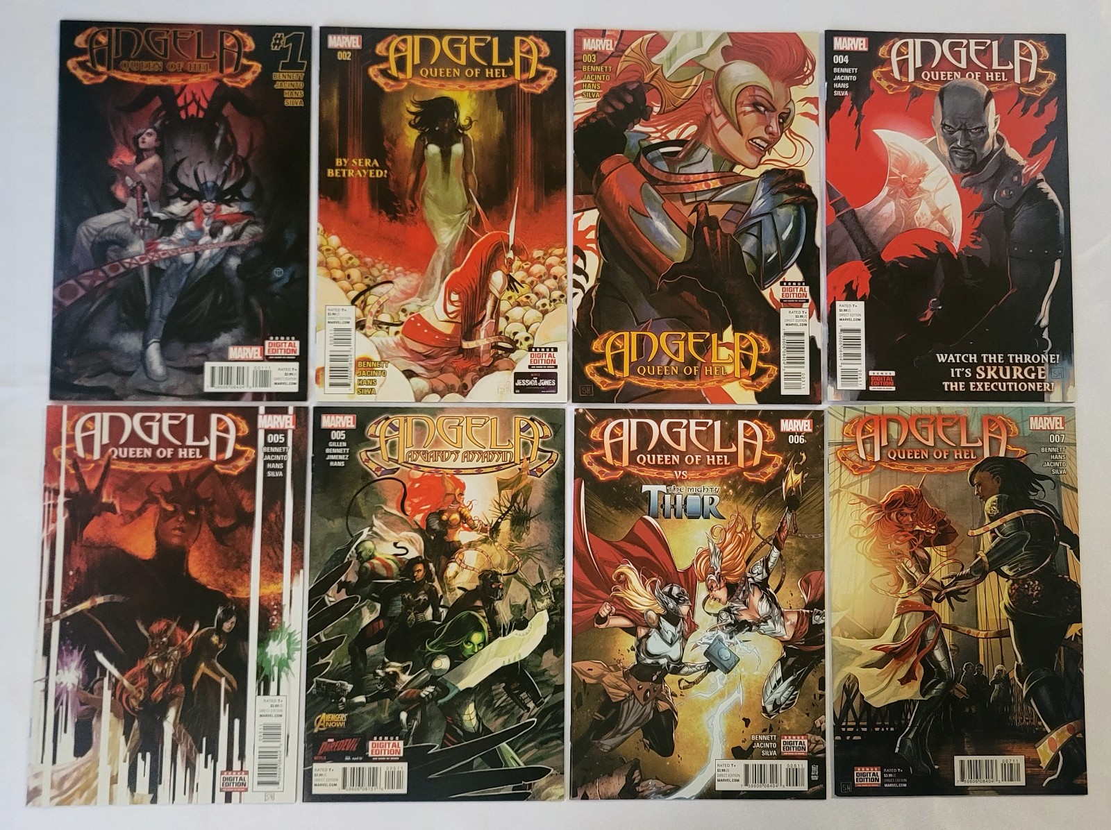 Angela Queen of Hel 1-7 Full Set 1st Meeting Thor & ANGELA + Asgard\'s Assassin 5 Angela Queen of Hel 1-7 Full Set 1st Meeting Thor & ANGELA + Asgard\'s Assassin 5
