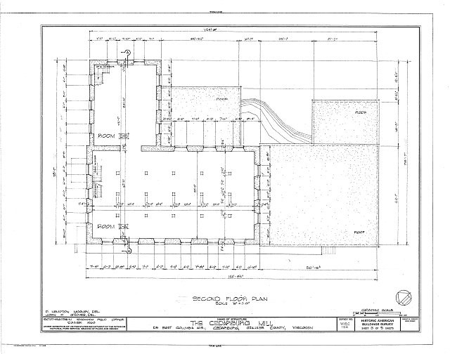 Photo:Cedarburg WI 1940s Cedarburg Mill Second Floor Plan HABS Blueprint
