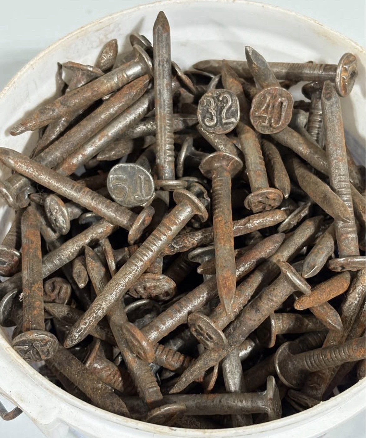 Vintage railroad/telephone dated numbered nails metal variety styles 450+