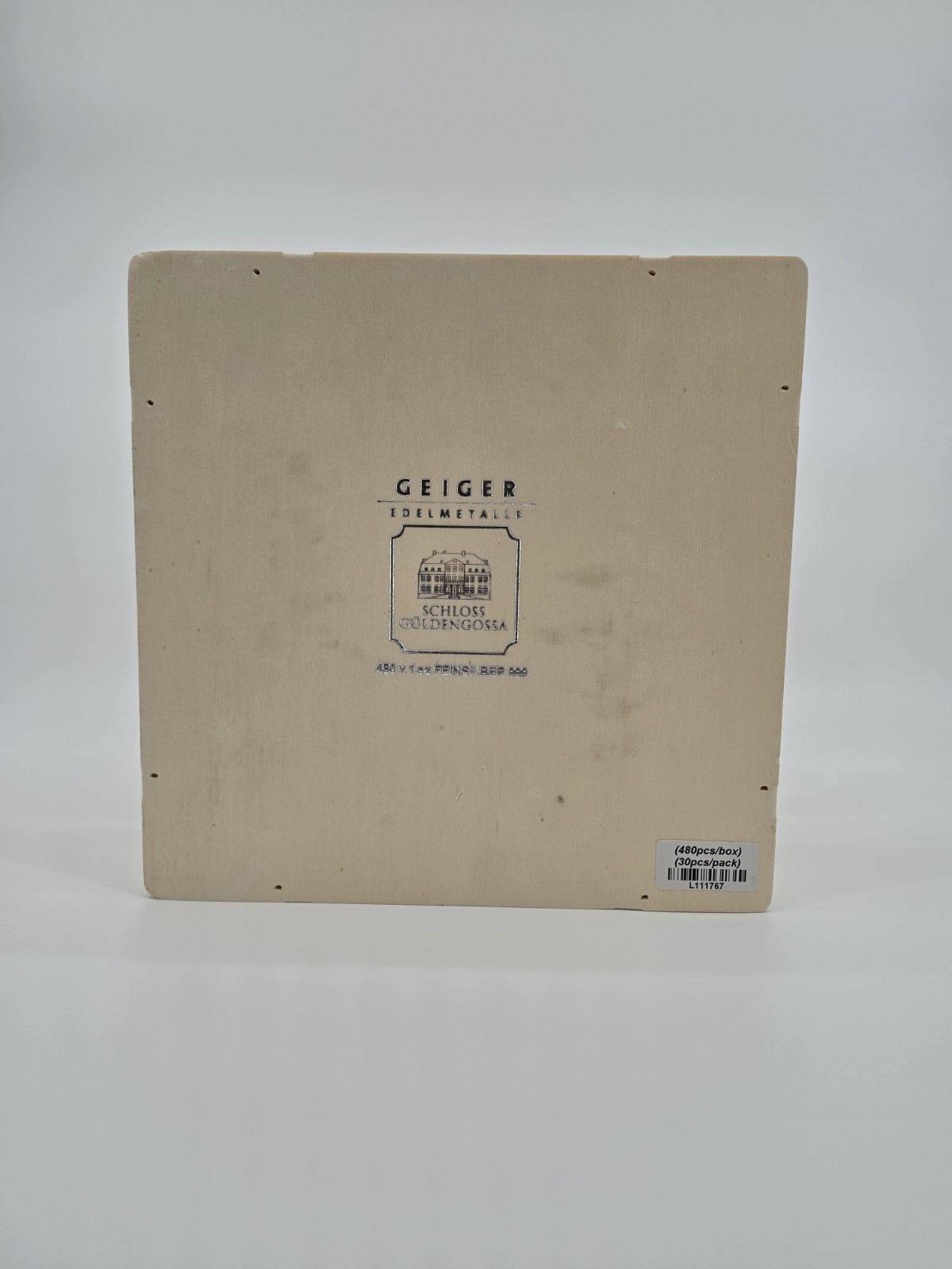 Original Geiger Edelmetalle Schloss Güldengossa wooden box for silver  storage 