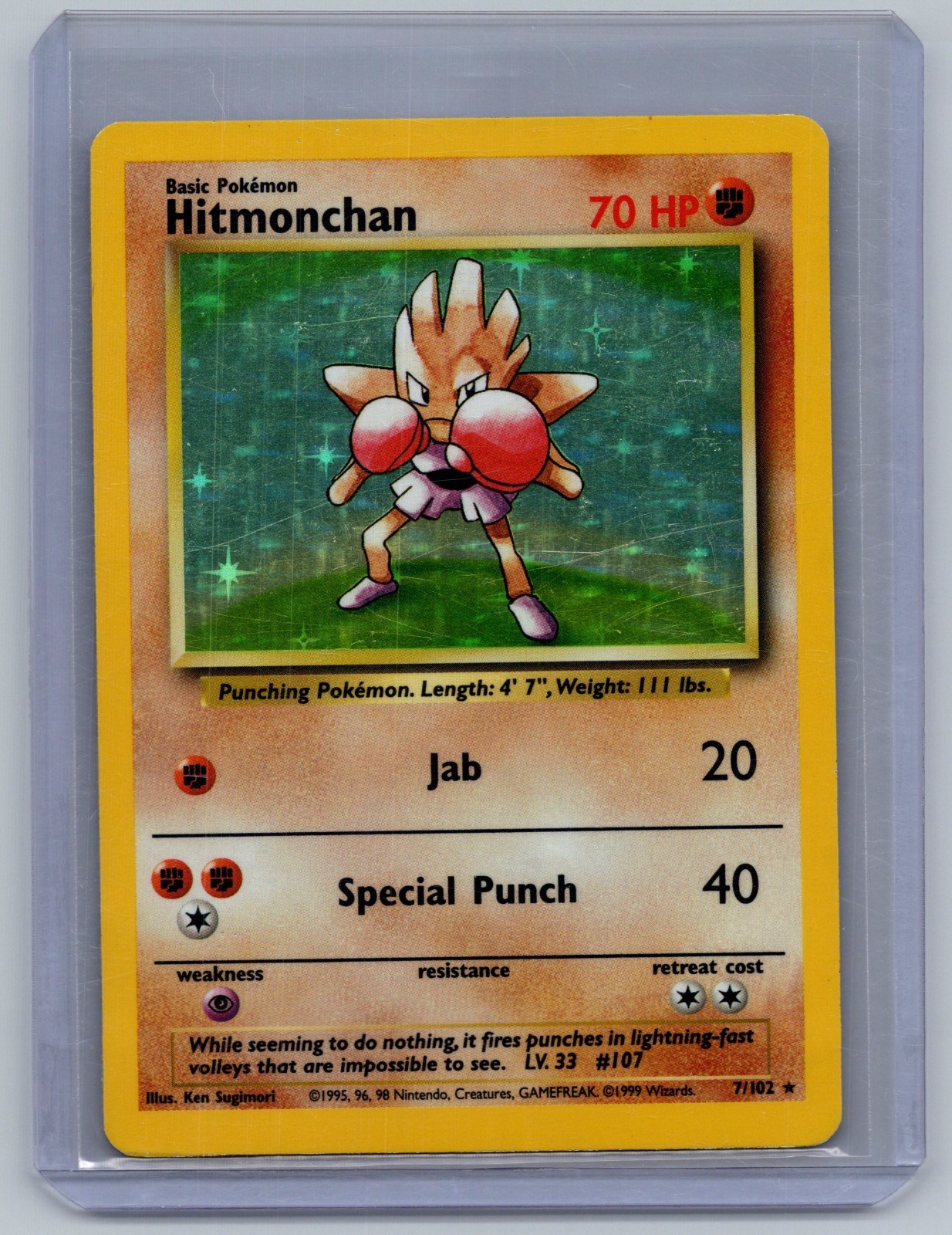 (LP) Hitmonchan 7/102 Holo - Pokemon Base Set