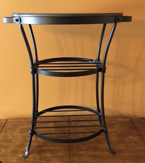 Longaberger Foundry Oval Wrought Iron Table Beverage Tub Stand Wood Top Shelves Longaberger Foundry Oval Wrought Iron Table Beverage Tub Stand Wood Top Shelves