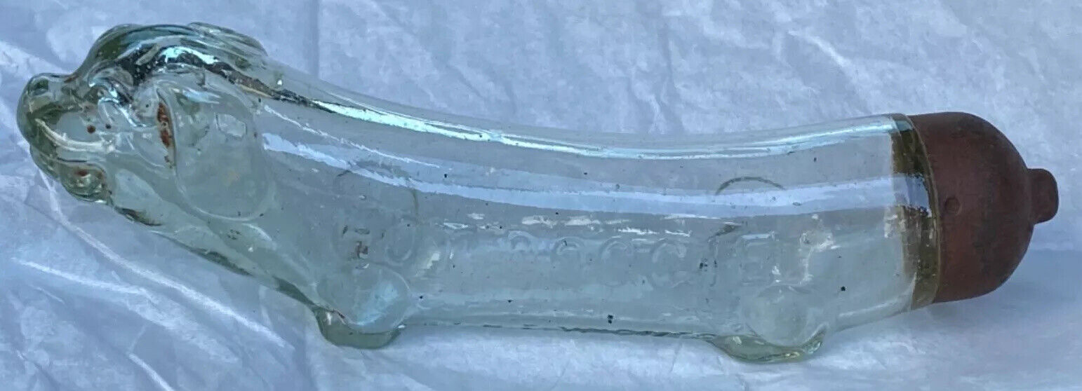Rare Hot Doggie Glass Candy Container