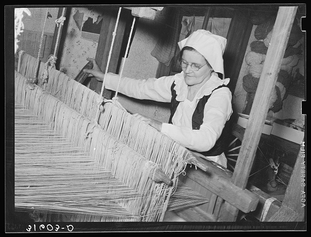 Photo:Erath Louisiana Madame Dronet Weaving 1938 Woman at Loom