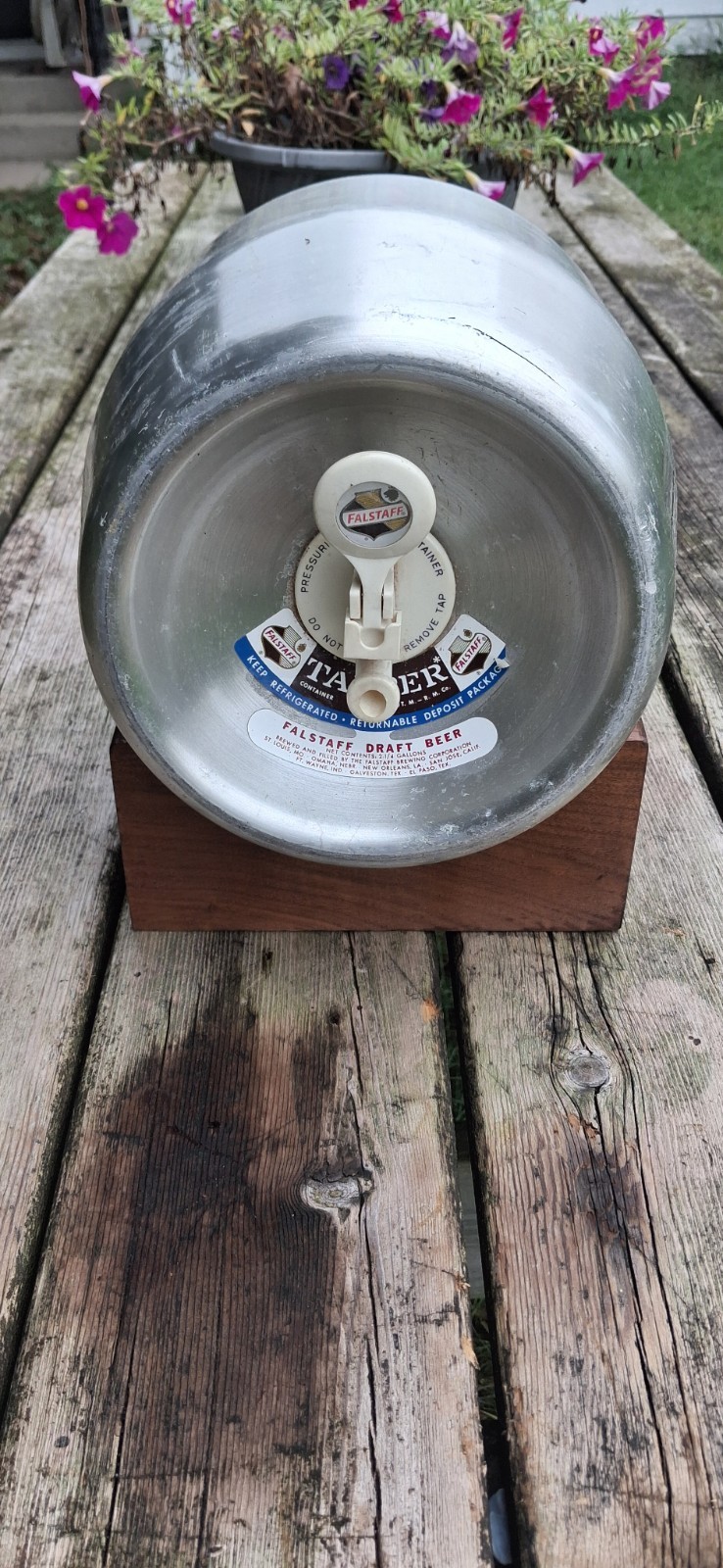 Vintage Empty Falstaff Tapper Draft Beer Mini Keg 2-1/4 gallons w/ Stand