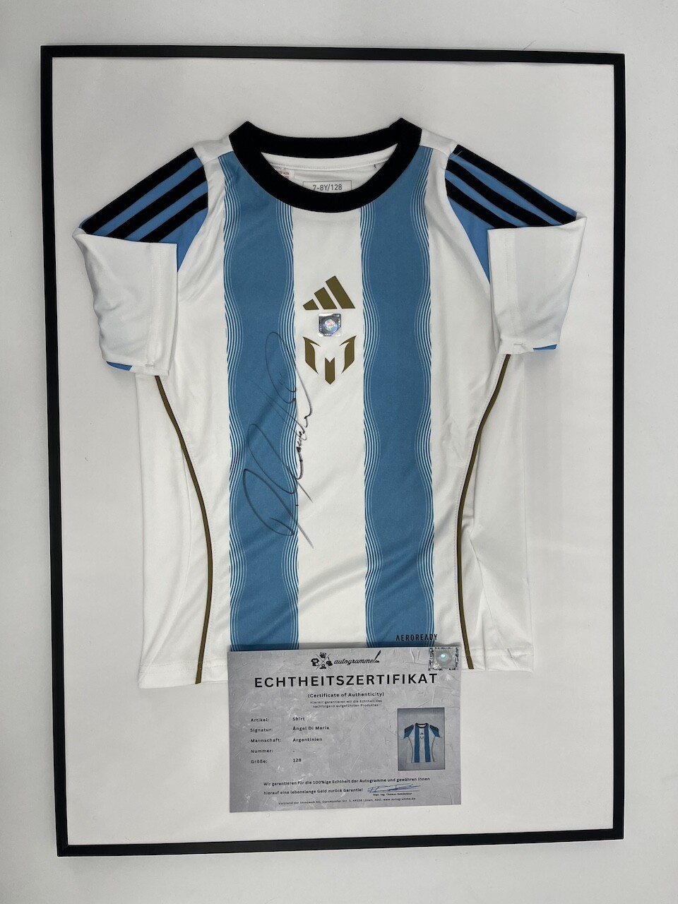 Argentina Shirt Angel Di Maria Signed In Frame COA Adidas Football 128