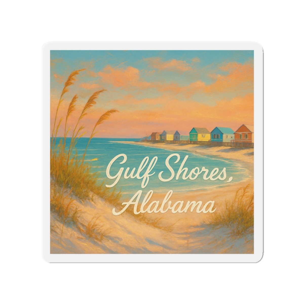 Die-Cut Fridge Magnet Gulf Shores Alabama Coastal Dunes Art Die-Cut Fridge Magnet Gulf Shores Alabama Coastal Dunes Art