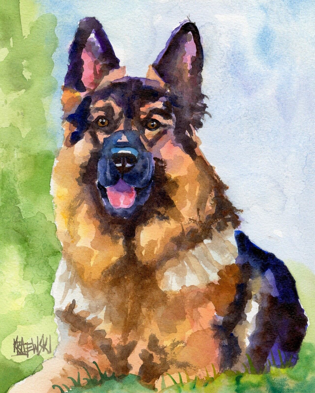 German Shepherd Art Print from Painting | K9 gifts, Poster, Picture, 8x10