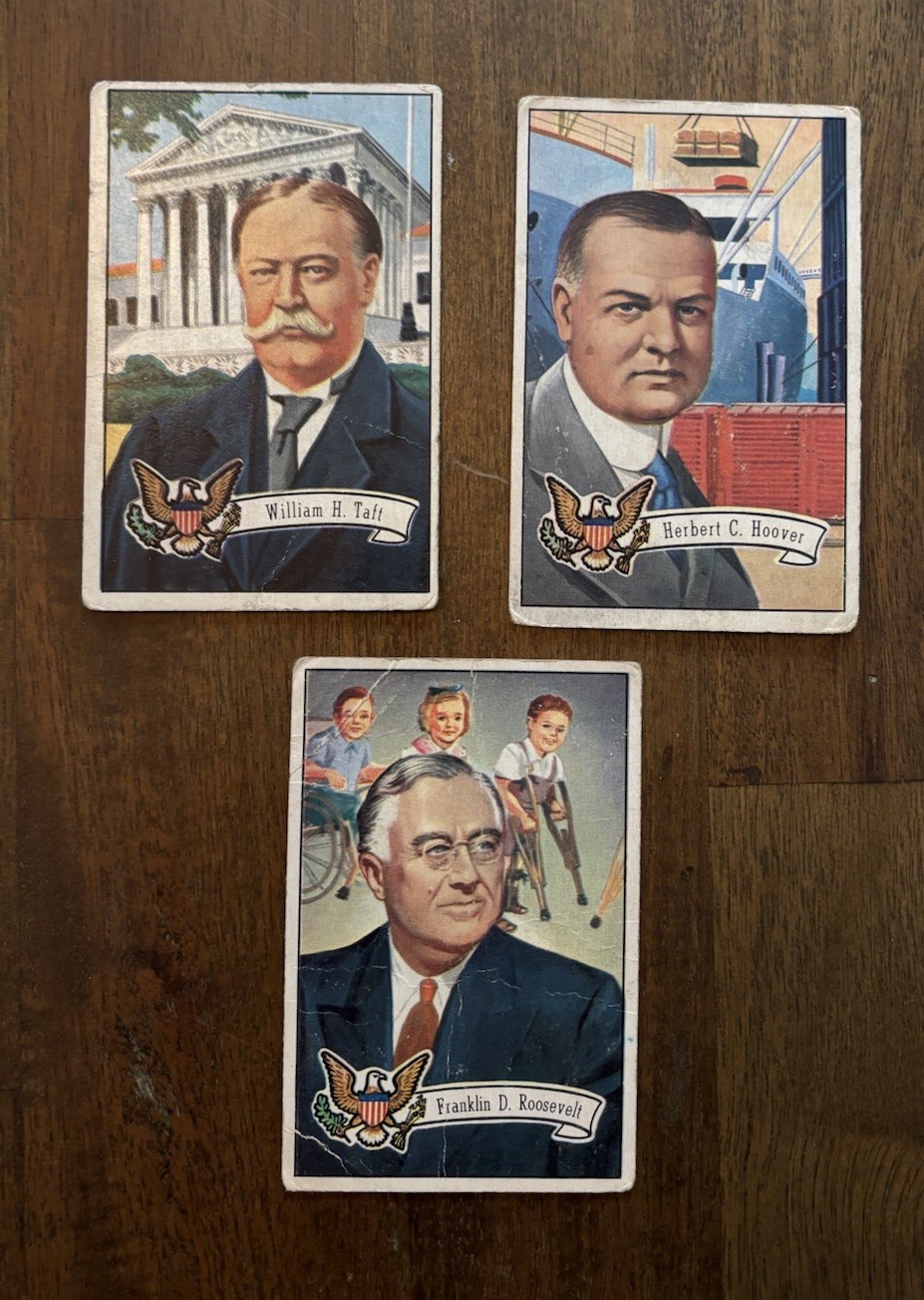 1952 Bowman U.S. Presidents Cards - Lot of 3 - Taft #29 Hoover #33 Roosevelt #34 1952 Bowman U.S. Presidents Cards - Lot of 3 - Taft #29 Hoover #33 Roosevelt #34