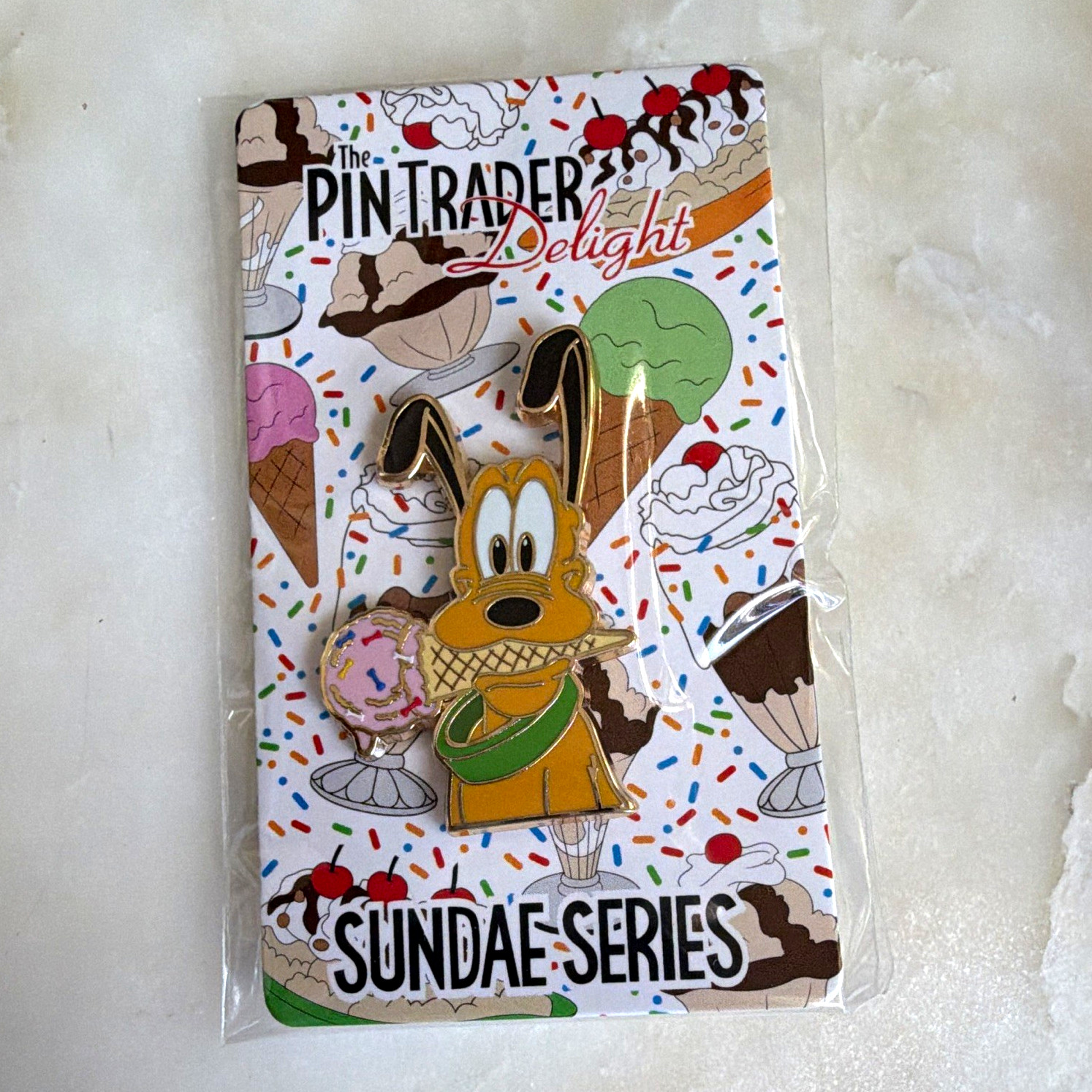 The Pintrader Disney Pluto Ice Cream Pin Trader Delight Sundae Series Pin