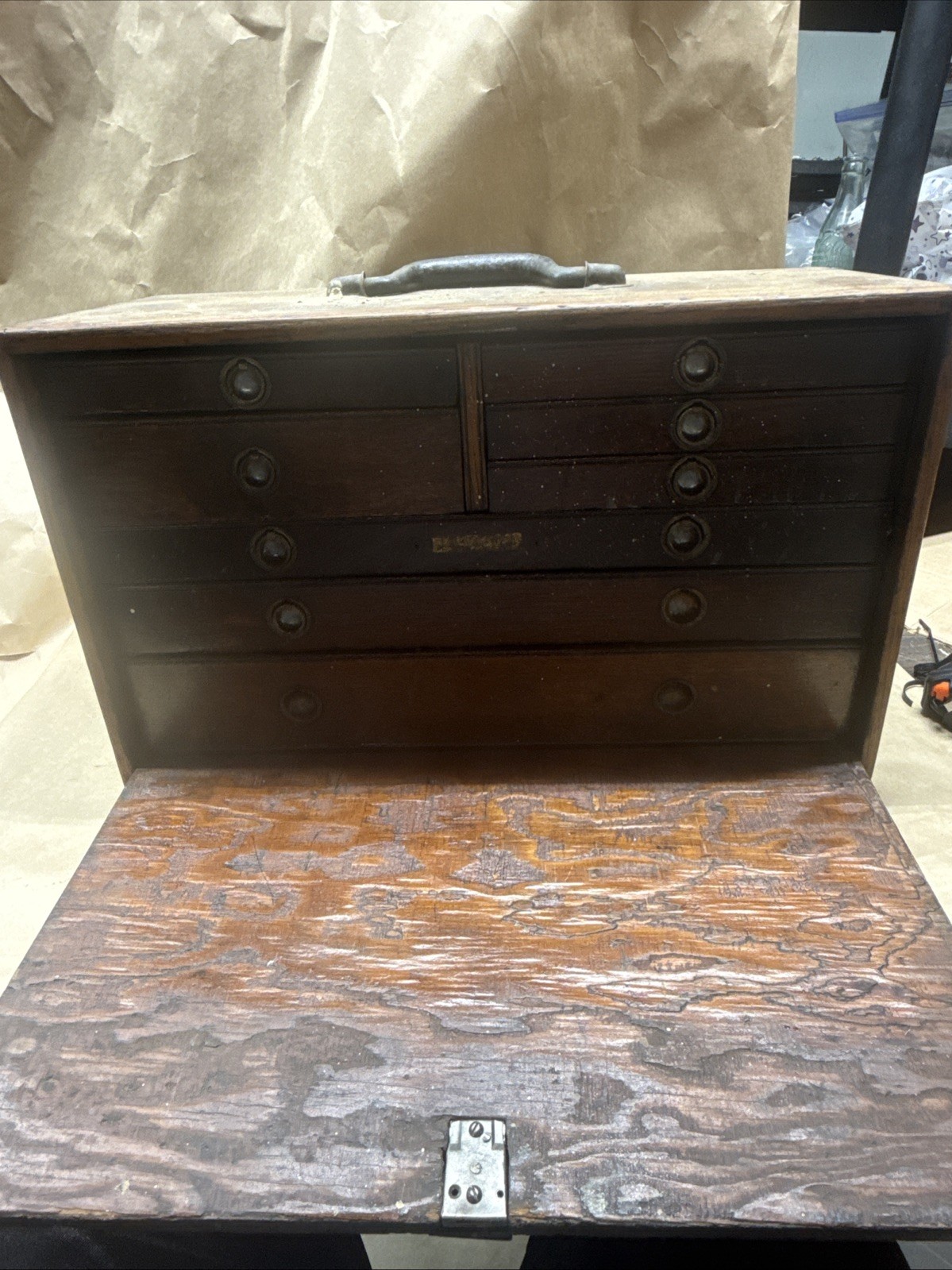 Vintage 8 Drawer Oak Machinist Wooden Tool Box Antique Box Late 1800s Early 1900 Vintage 8 Drawer Oak Machinist Wooden Tool Box Antique Box Late 1800s Early 1900