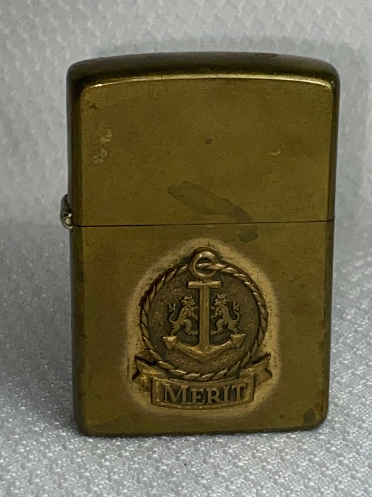 1932- 1985 ZIPPO Lighter Merit Cigarette Anchor Brass