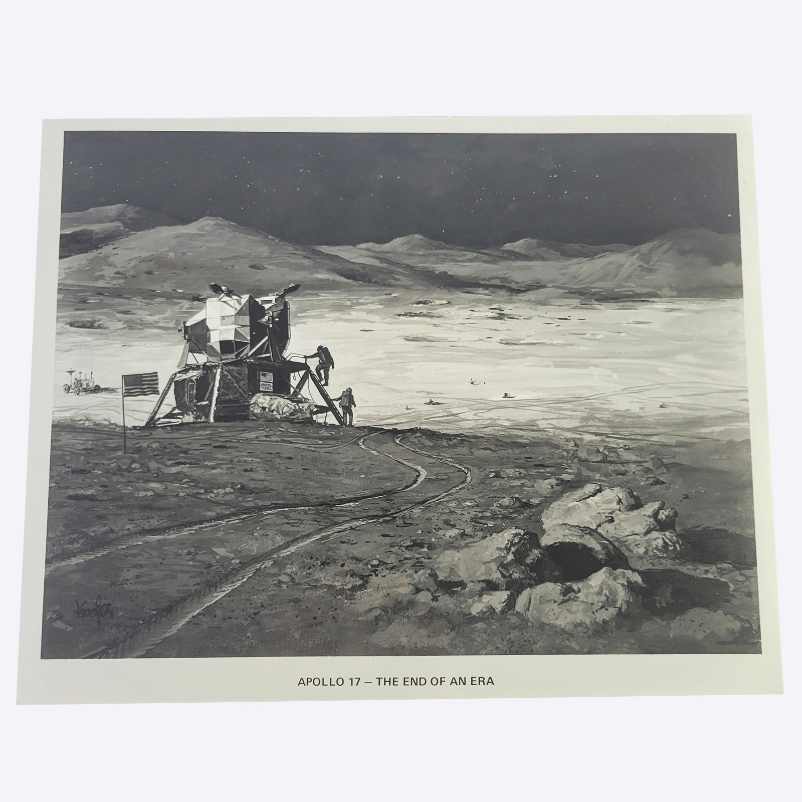 Vintage 1972 Grumman Apollo 17 Concept Lithograph NASA Lunar Module Print Vintage 1972 Grumman Apollo 17 Concept Lithograph NASA Lunar Module Print