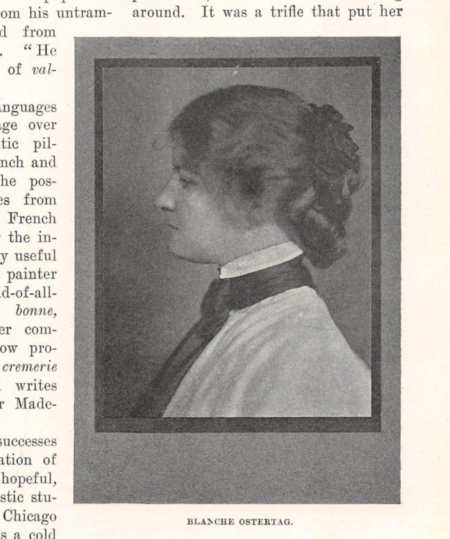 antique 1902 profile of BLANCHE OSTERTAG Artist Illustrator (Frank Lloyd Wright)