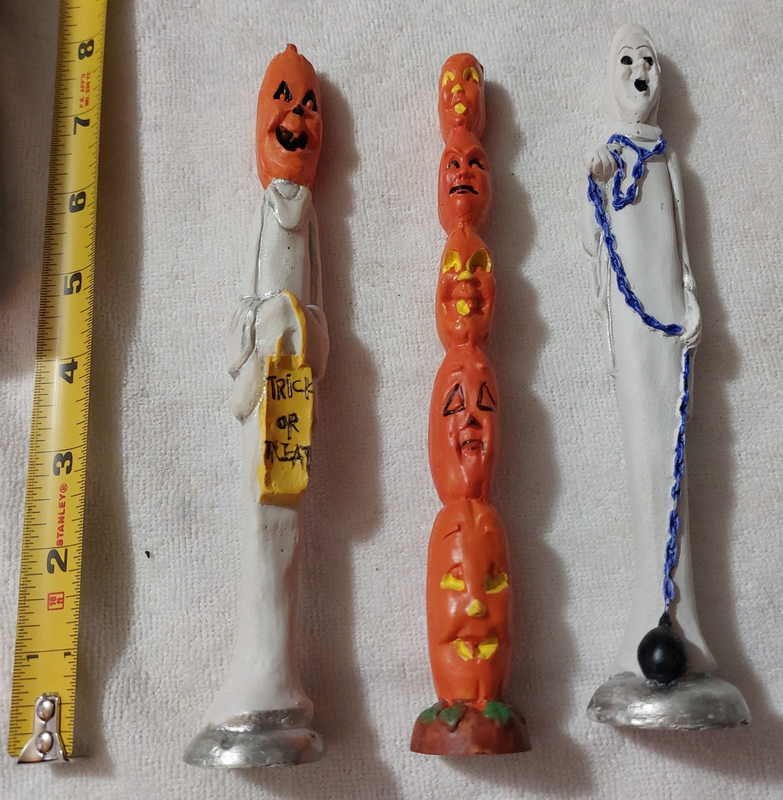 Set (3) VTG Hermitage Pottery Ceramic Halloween Figurines Ghost Pumpkin 8 Set (3) VTG Hermitage Pottery Ceramic Halloween Figurines Ghost Pumpkin 8