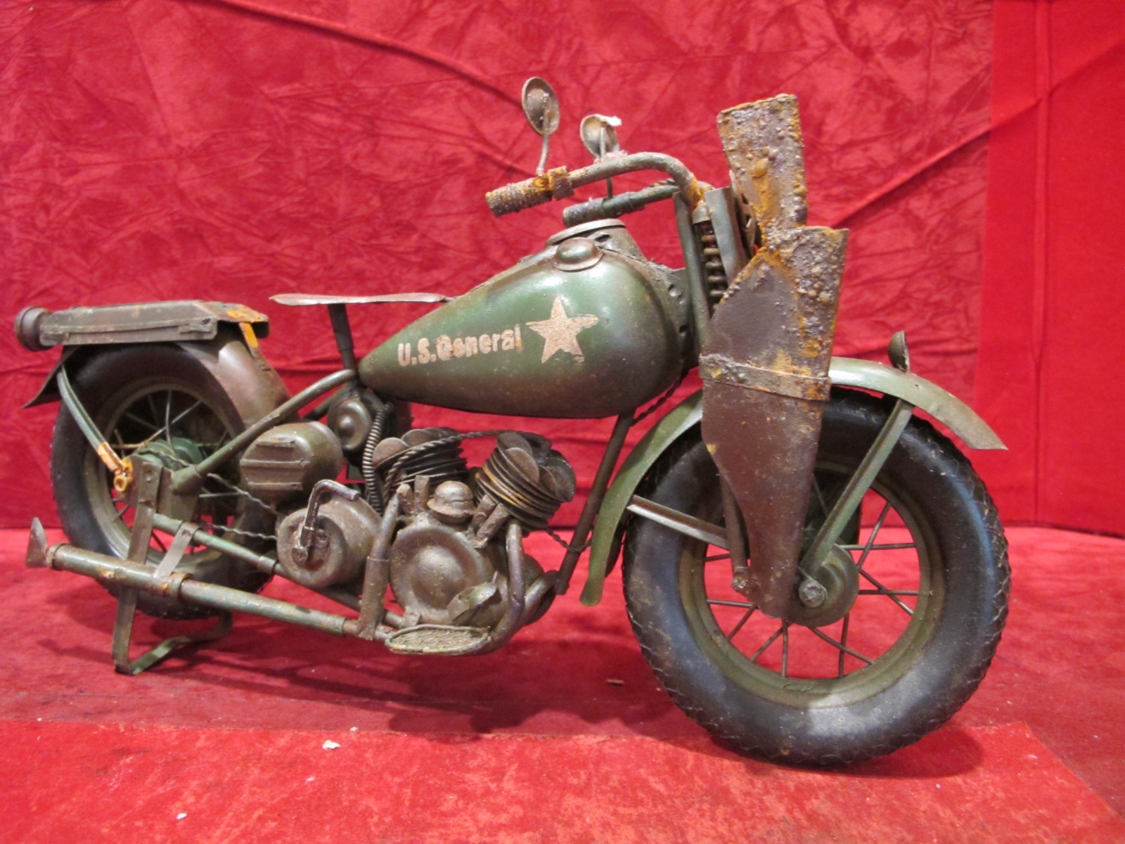 Vintage WW2 Harley Davidson Metal Diecast US General Army Motorcycle 12x7 Vintage WW2 Harley Davidson Metal Diecast US General Army Motorcycle 12x7