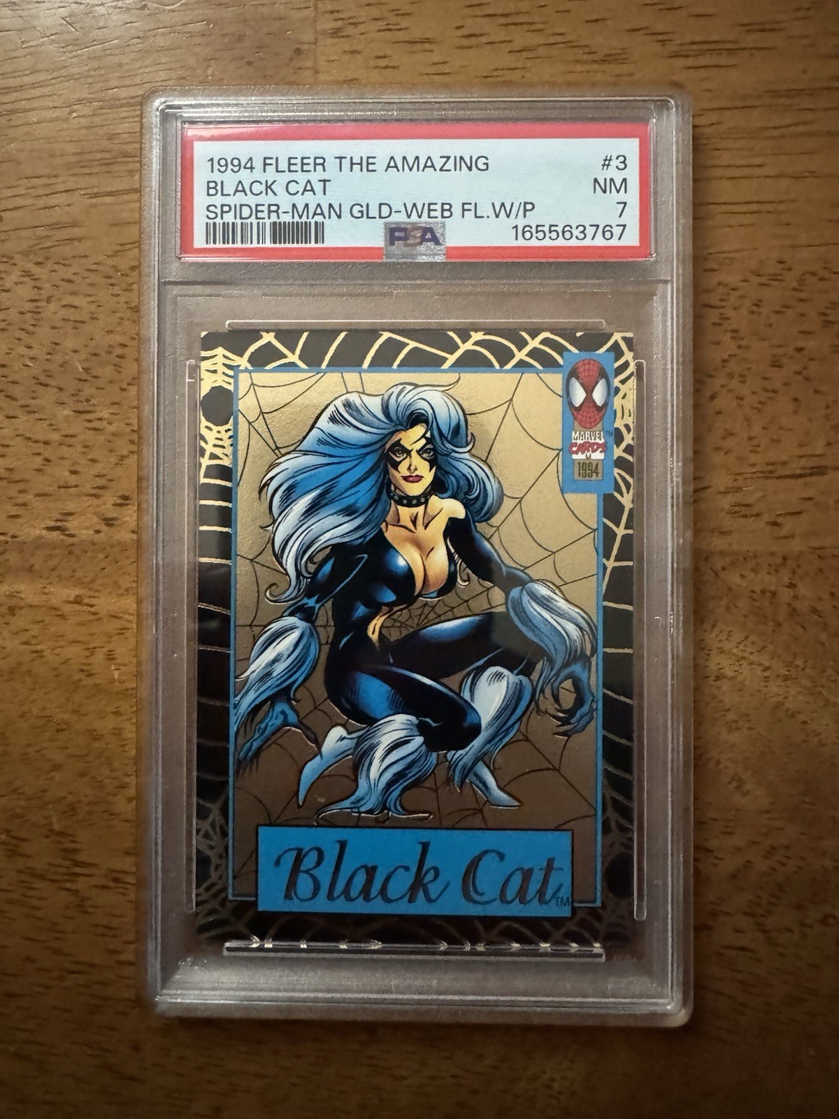 1994 Marvel Spider-Man Gold Web Insert Card Walmart Exclusive Black Cat 3 PSA 7
