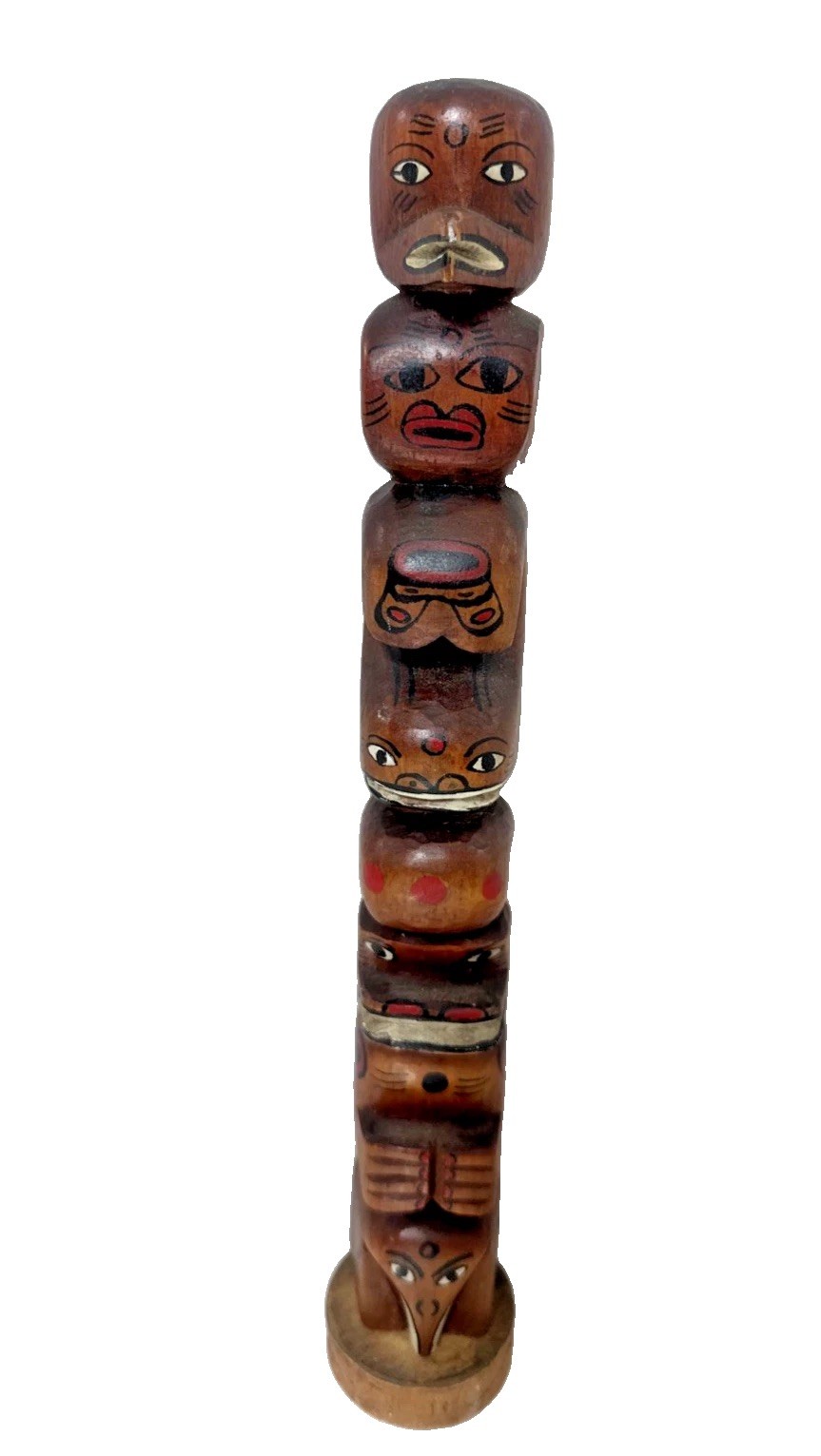 Vintage Kwakiutl First Nations Hand Carved Wood Totem Pole Sculpture Canada 13