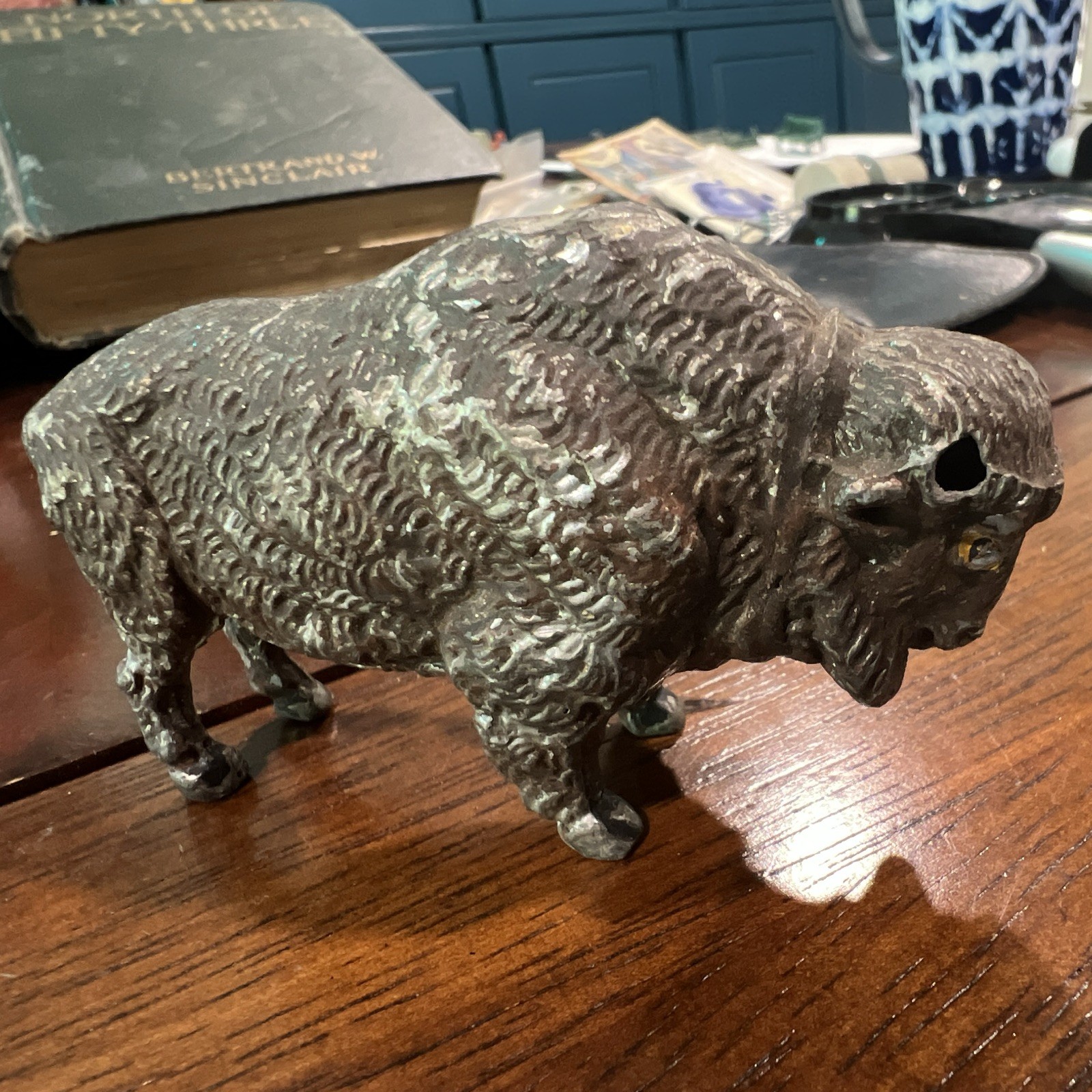 Antique German Cast Metal Buffalo Bison Figurine Hollow Vintage Statue AS IS Antique German Cast Metal Buffalo Bison Figurine Hollow Vintage Statue AS IS