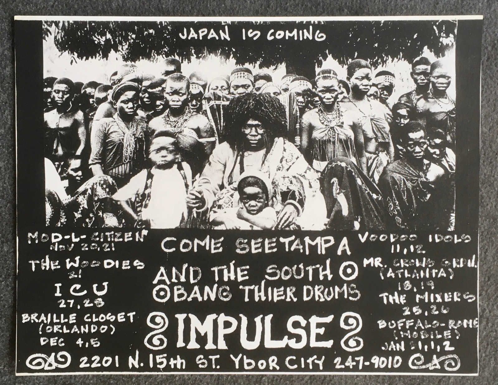 1980s Flyer Impulse Ybor City Schedule Voodoo Idols Mr Crowe’s Garden Punk