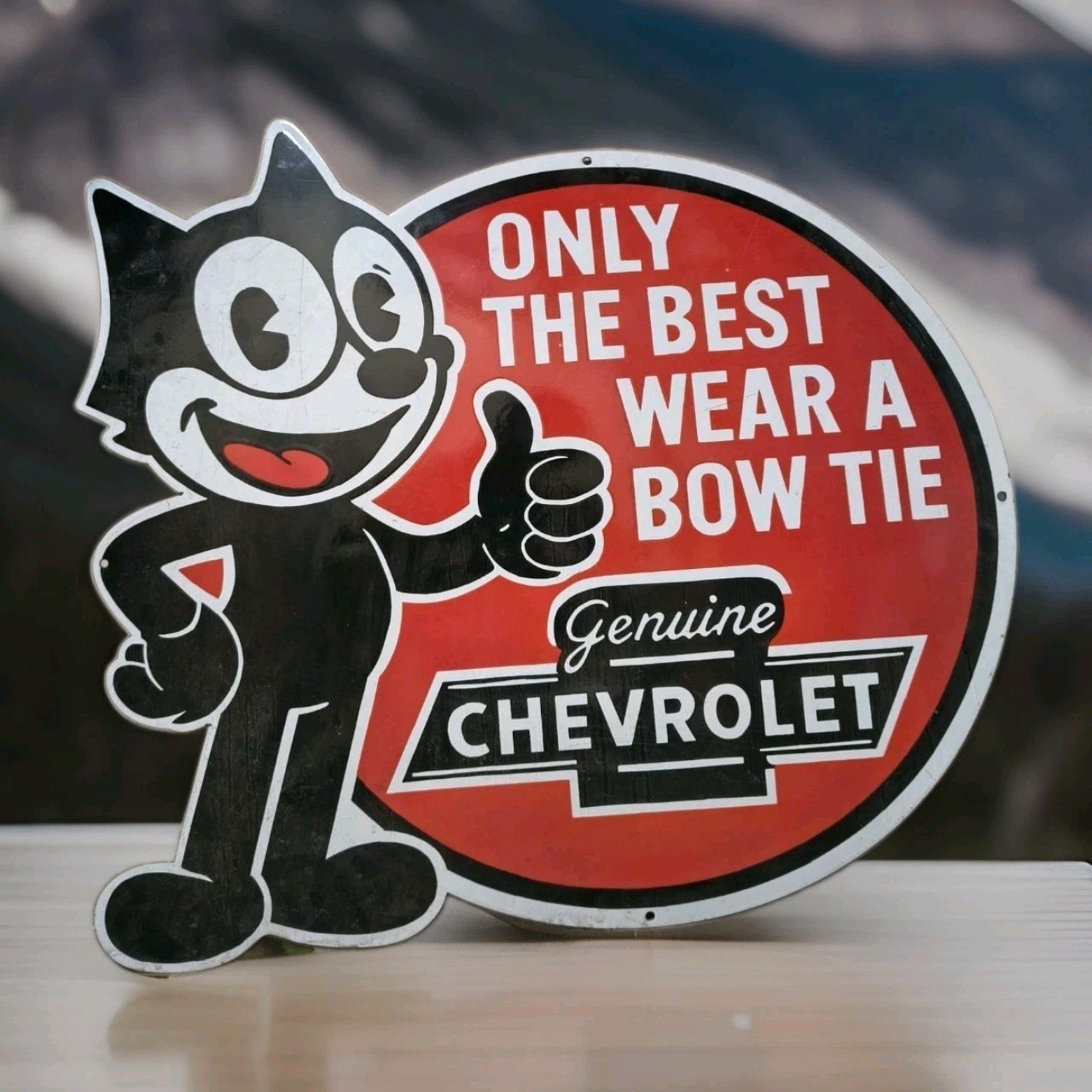 VINTAGE FELIX THE CAT CHEVROLET PORCELAIN SIGN CAMARO SILVERADO PONTIAC 36 VINTAGE FELIX THE CAT CHEVROLET PORCELAIN SIGN CAMARO SILVERADO PONTIAC 36