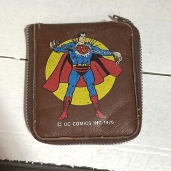1976 DC Comics Superman Zip Wallet Brown Vinyl Coin Purse