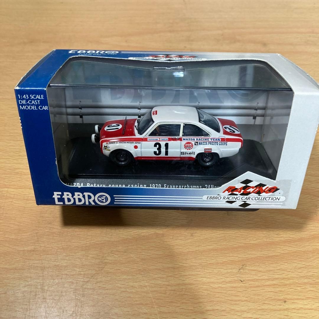EBBRO 1:43 Mazda Rotary Coupe Racing 1970 Spa 24H White Red Diecast Model EBBRO 1:43 Mazda Rotary Coupe Racing 1970 Spa 24H White Red Diecast Model