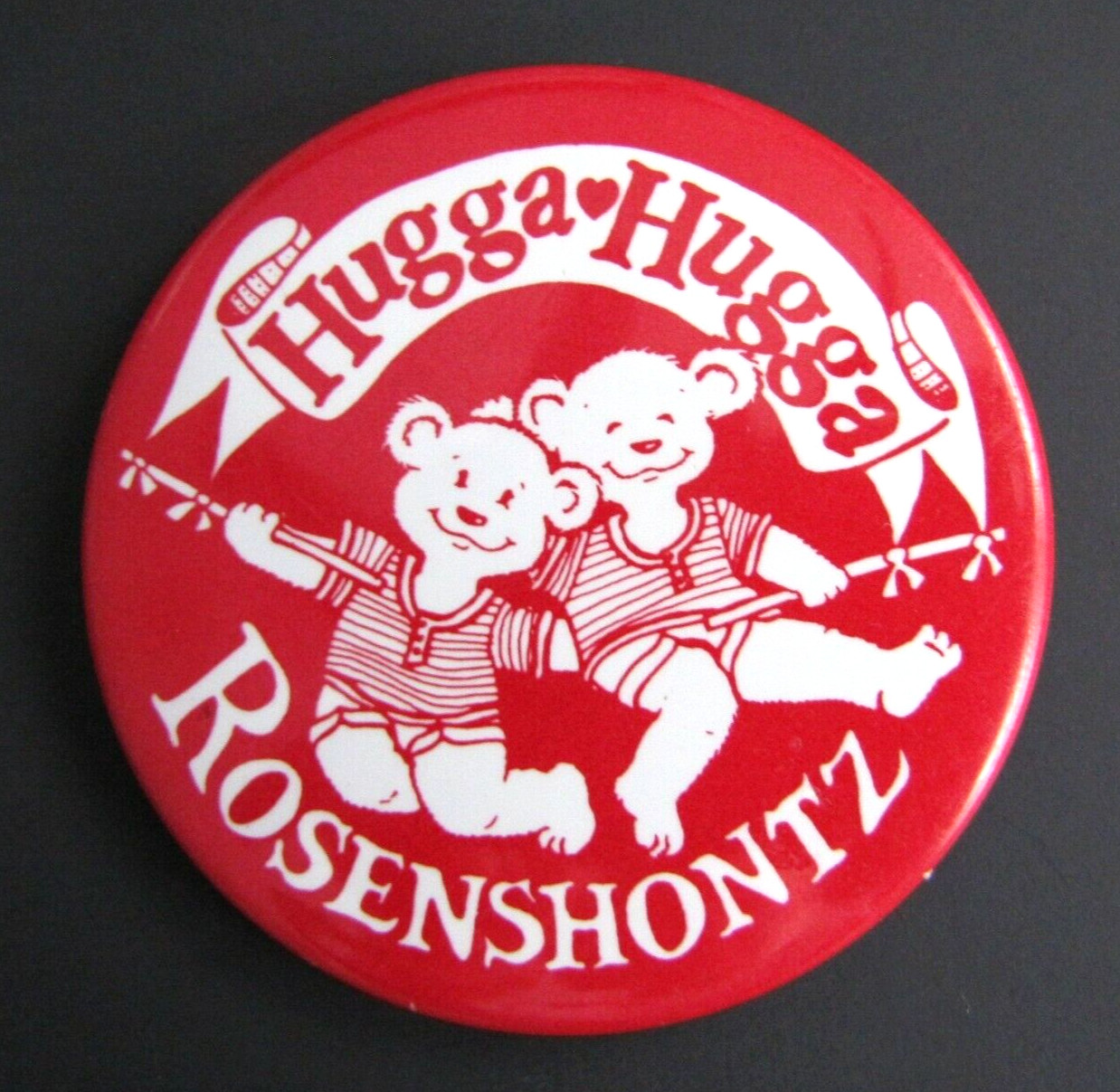 Vtg 1987 Rosenshontz Hugga Hugga Bears Children\'s Music Duo Pinback Button Vtg 1987 Rosenshontz Hugga Hugga Bears Children\'s Music Duo Pinback Button
