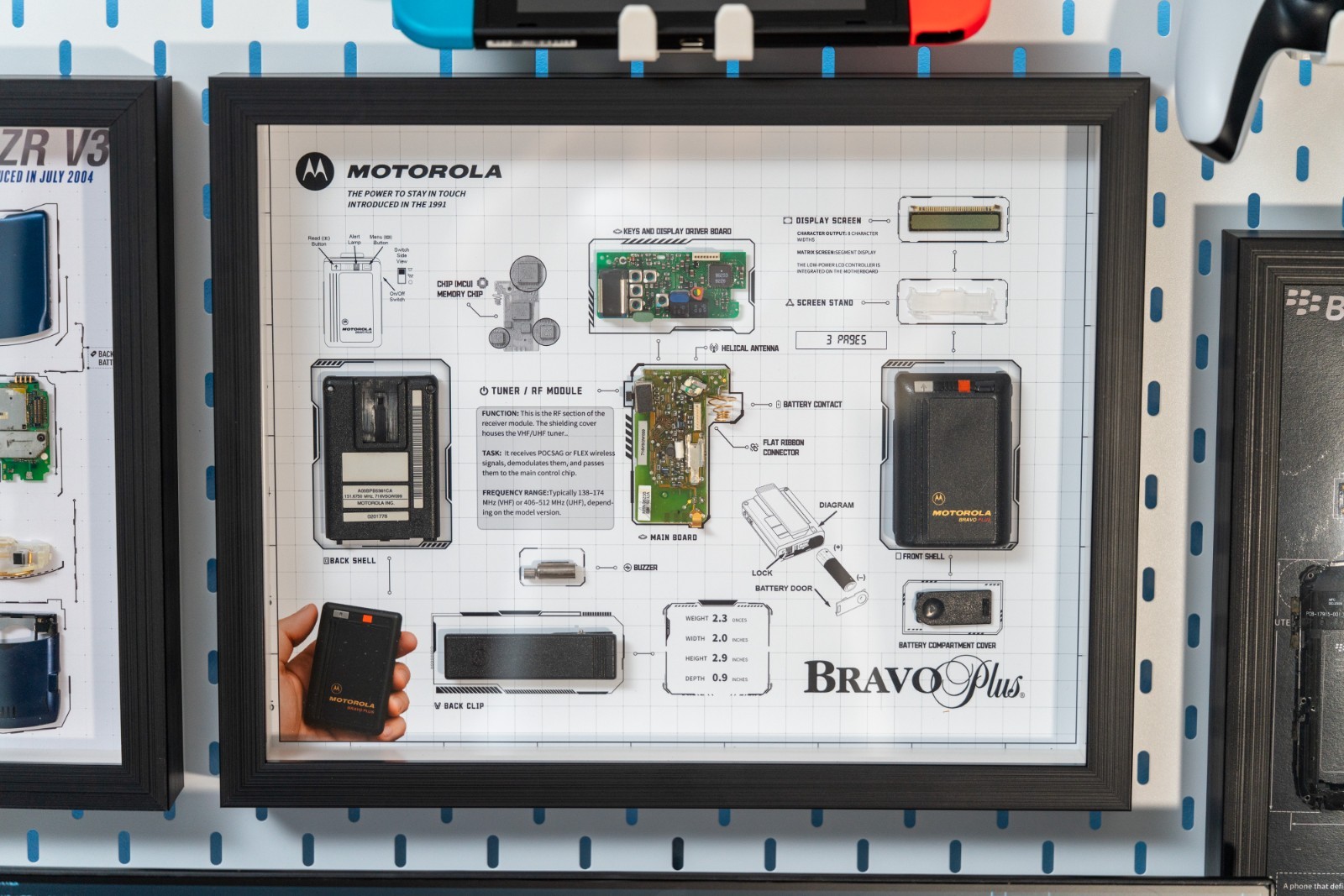 Motorola Bravo Plus Pager Teardown Art, Vintage Tech Display, Retro Electronics Motorola Bravo Plus Pager Teardown Art, Vintage Tech Display, Retro Electronics