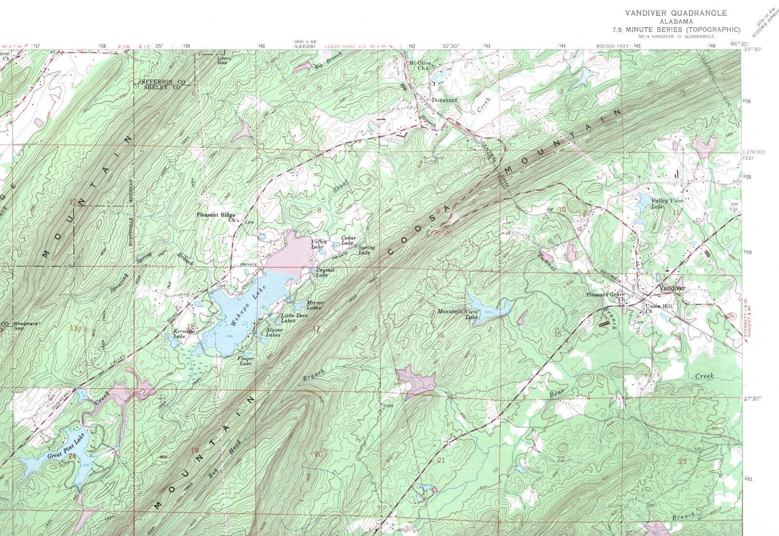 Vandiver Quadrangle Alabama 1959 USGS Topo Map 7.5 Minute Topographic Vandiver Quadrangle Alabama 1959 USGS Topo Map 7.5 Minute Topographic