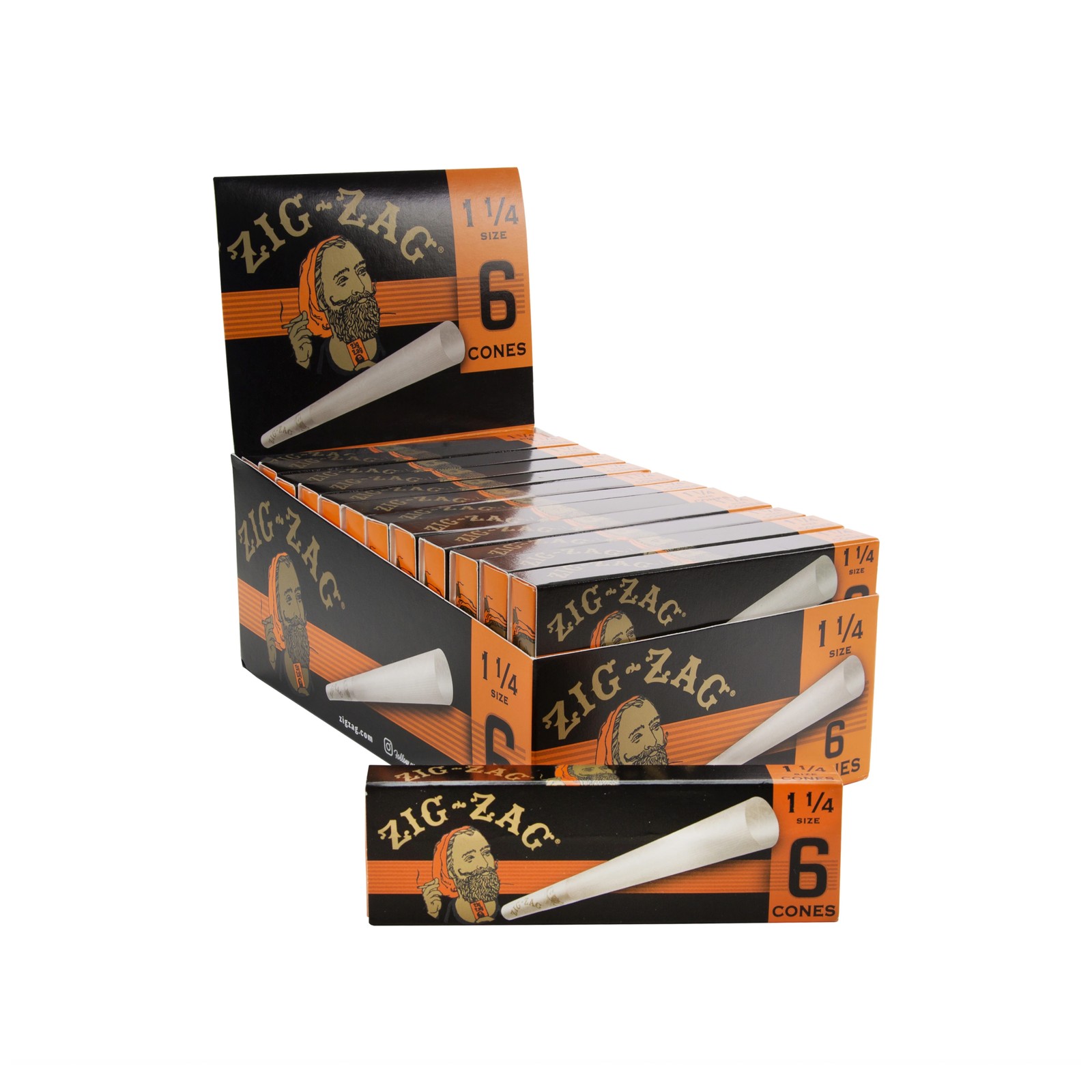 ZIG-ZAG Ultra Thin Pre Rolled Paper Cones 1 1/4 Size (24-6 Packs per Carton)