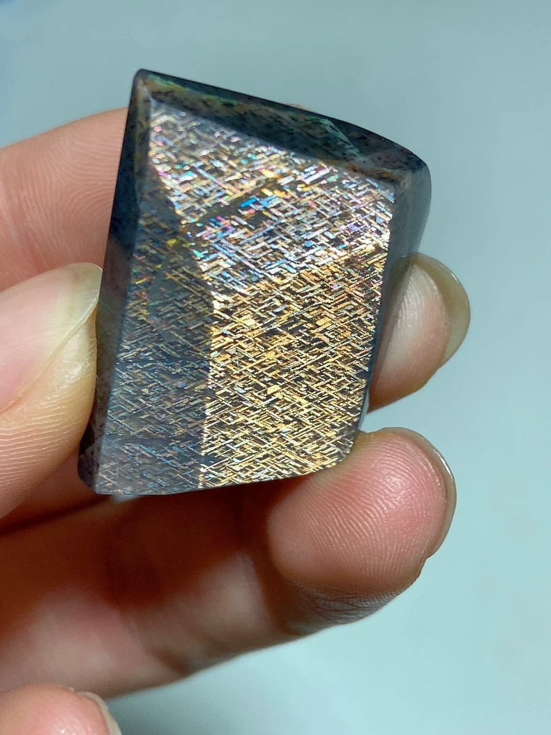 Rainbow Lattice Sunstone Specimen, 34mm, 14g, Natural Crystal