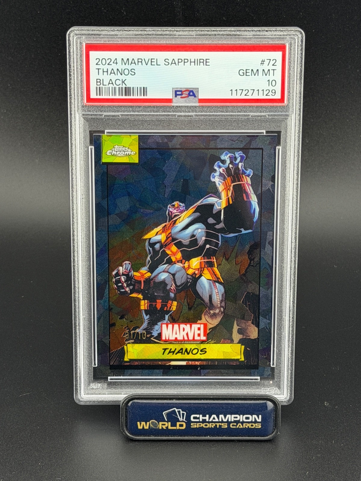 2024 Topps Chrome Marvel THANOS 01/10 Black Sapphire #72 PSA 10 NB1