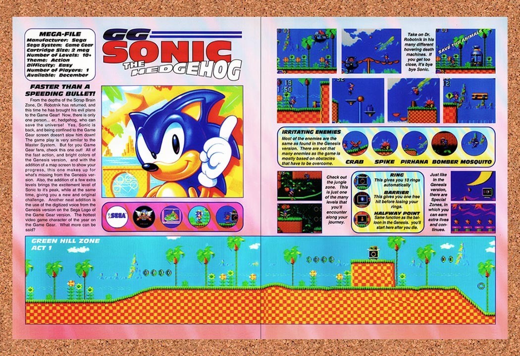 1991 Sonic Genesis Original Advertisement / Retro Promo vr2 1991 Sonic Genesis Original Advertisement / Retro Promo vr2