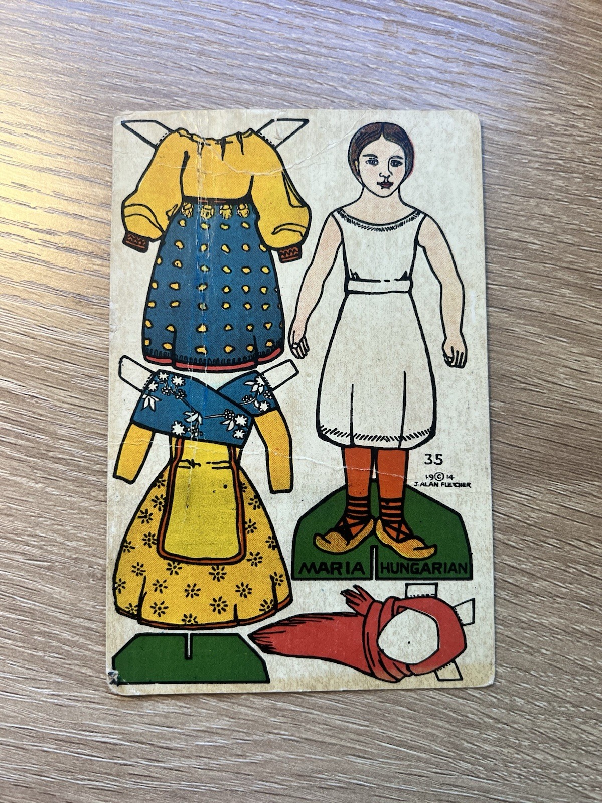 1914 J. Alan Fletcher Postcard #35 Cut Out Paper Doll “Maria Hungarian” 1914 J. Alan Fletcher Postcard #35 Cut Out Paper Doll “Maria Hungarian”