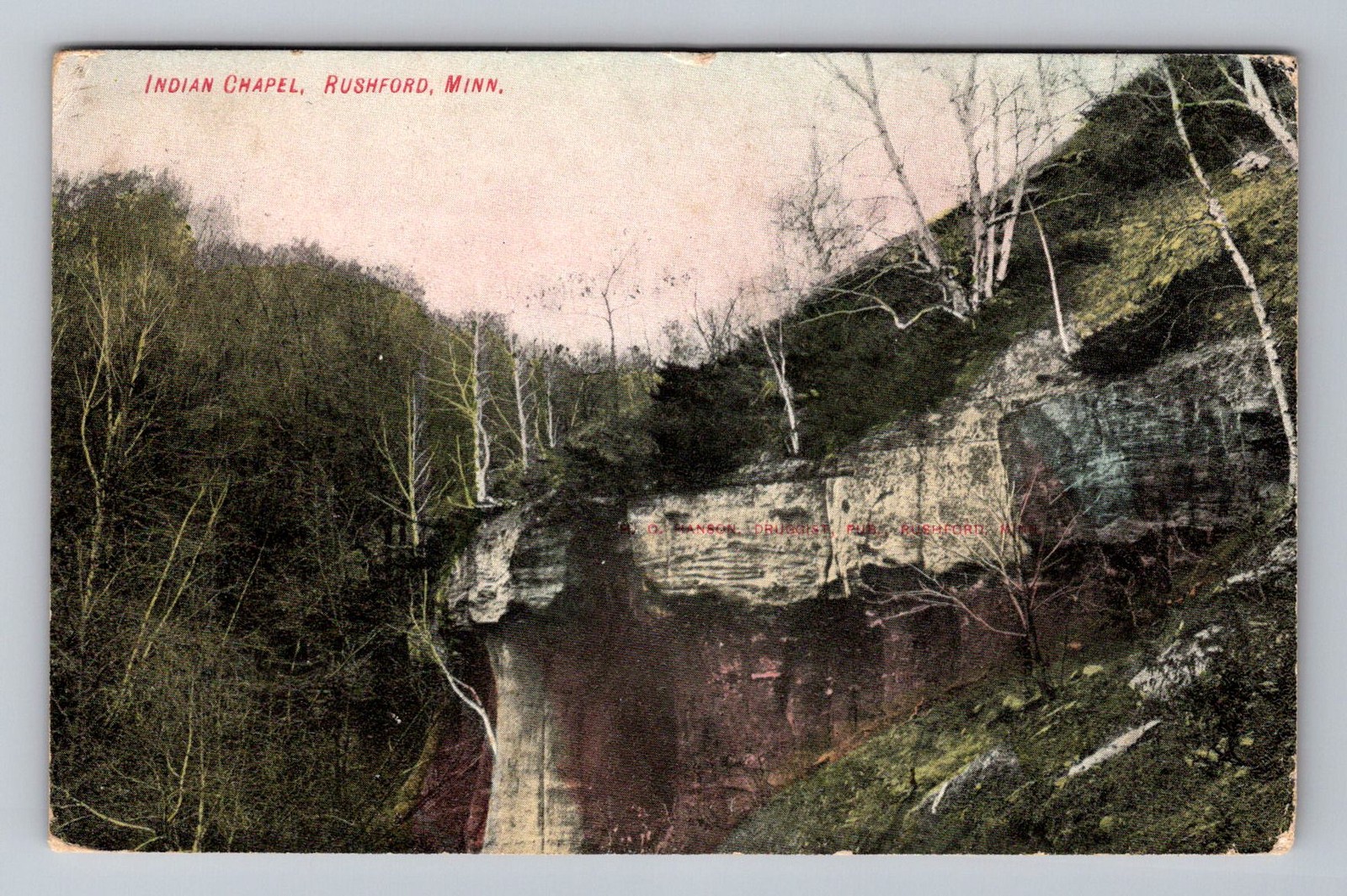 Rushford MN-Minnesota, Indian Chapel Landscape, Postal Vintage c1907 Postcard