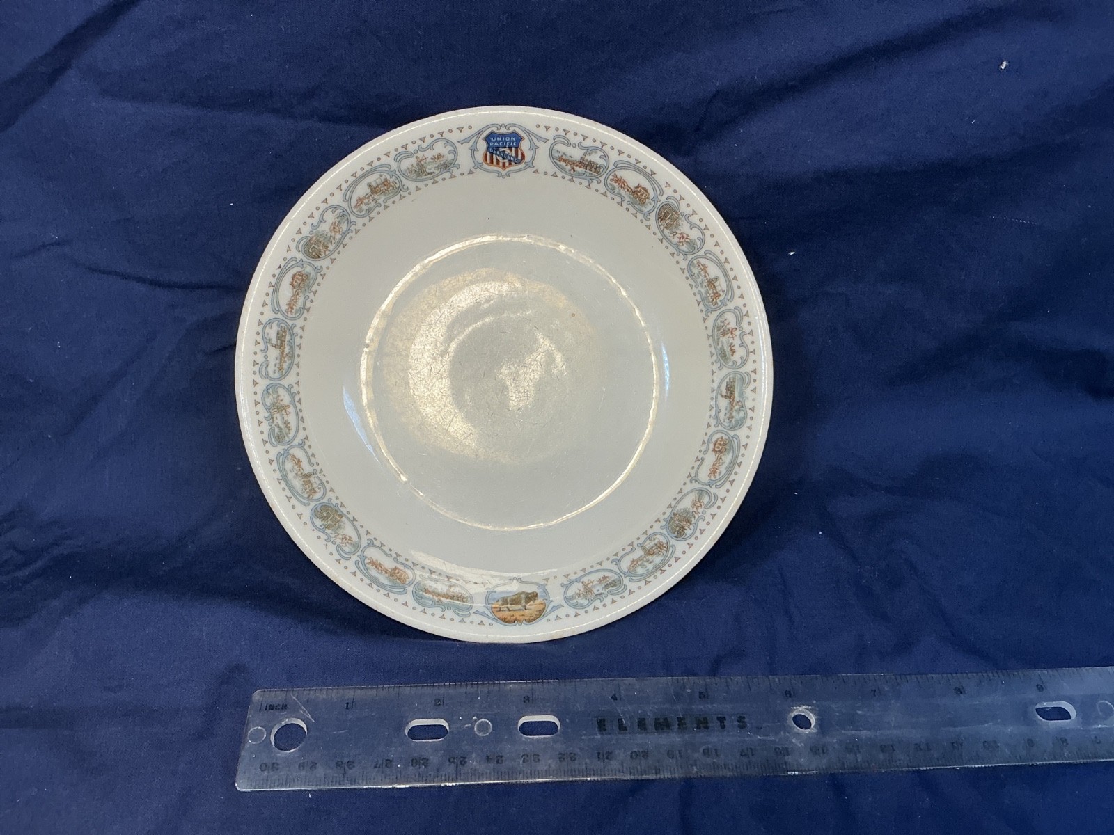 Vintage Union Pacific Railroad Bowl Shenango China \'historical\' pattern Vintage Union Pacific Railroad Bowl Shenango China \'historical\' pattern