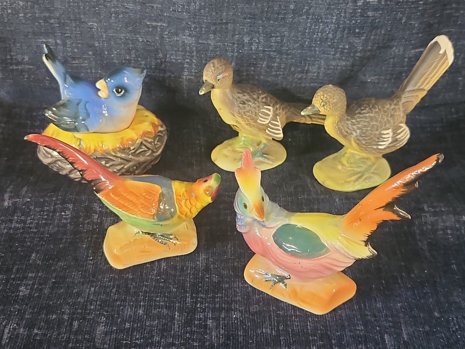 Vintage Made in Japan Bird Salt Pepper Shakers Lot 6 Pheasant Bluebird