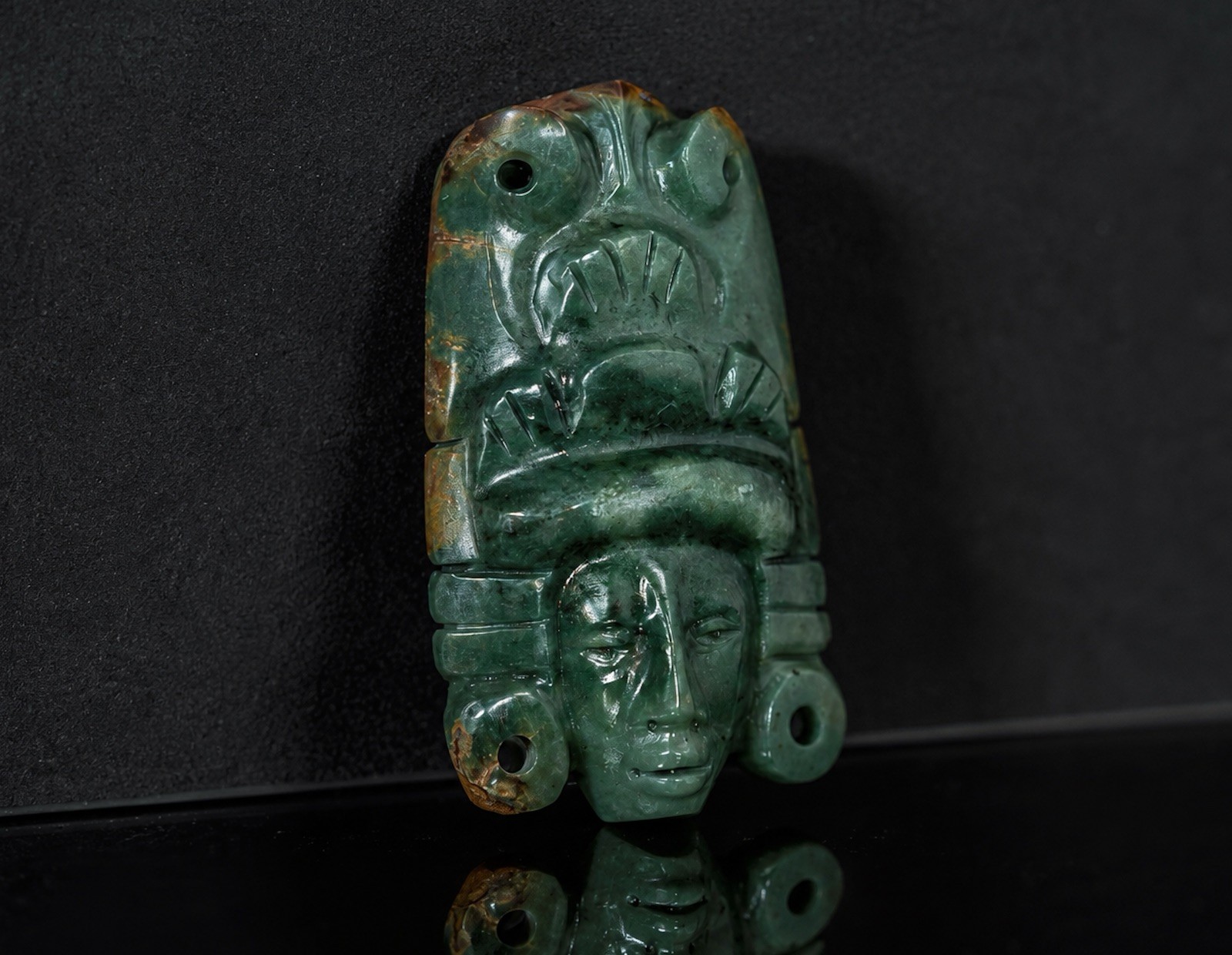 Handcrafted Mayan warrior Pendant made from 100% Natural Blue Jade 3 inch Tall Handcrafted Mayan warrior Pendant made from 100% Natural Blue Jade 3 inch Tall