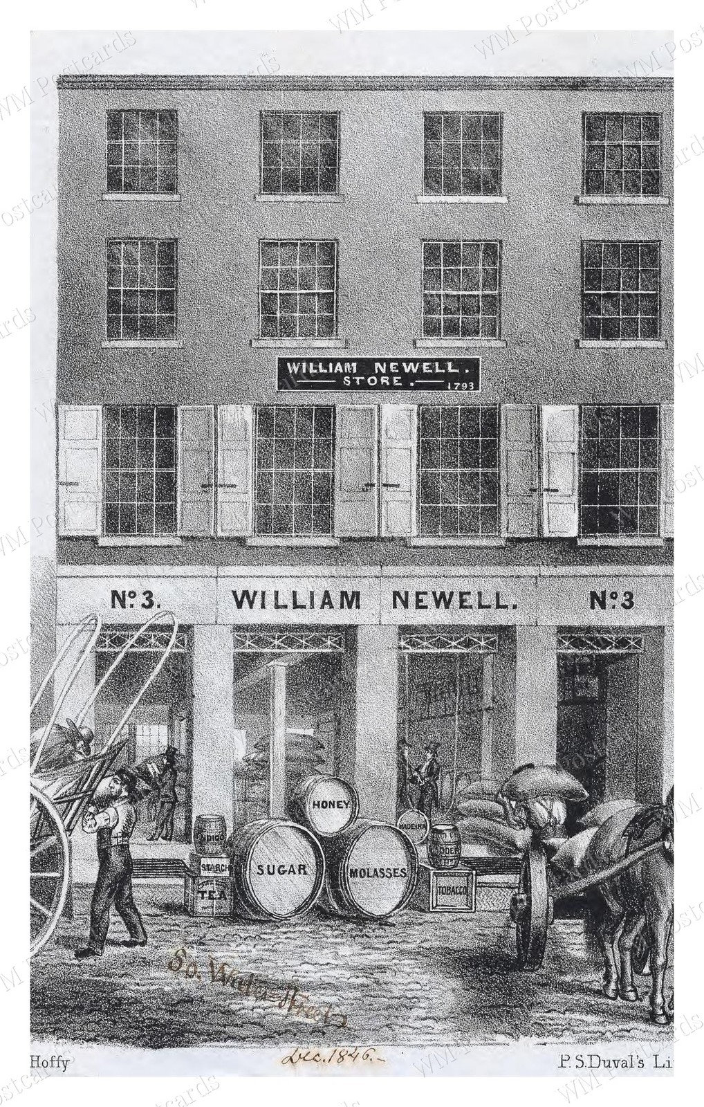 Philadelphia 1846 South Water Street Grocery Store Wagons Standard Postcard Philadelphia 1846 South Water Street Grocery Store Wagons Standard Postcard