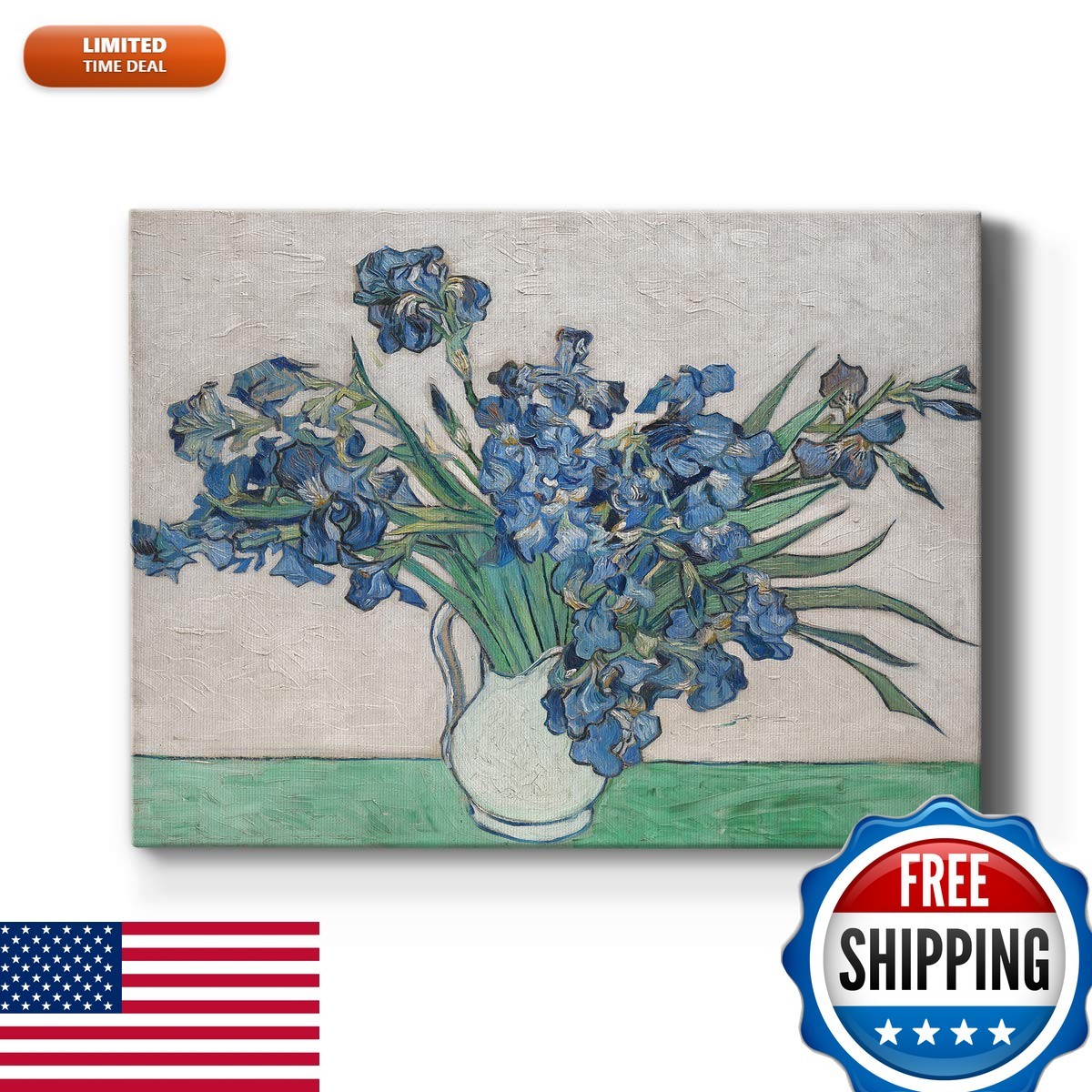 Renditions Gallery Vase with Irises by Vincent Van Gogh Canvas Print 30 in H x Renditions Gallery Vase with Irises by Vincent Van Gogh Canvas Print 30 in H x