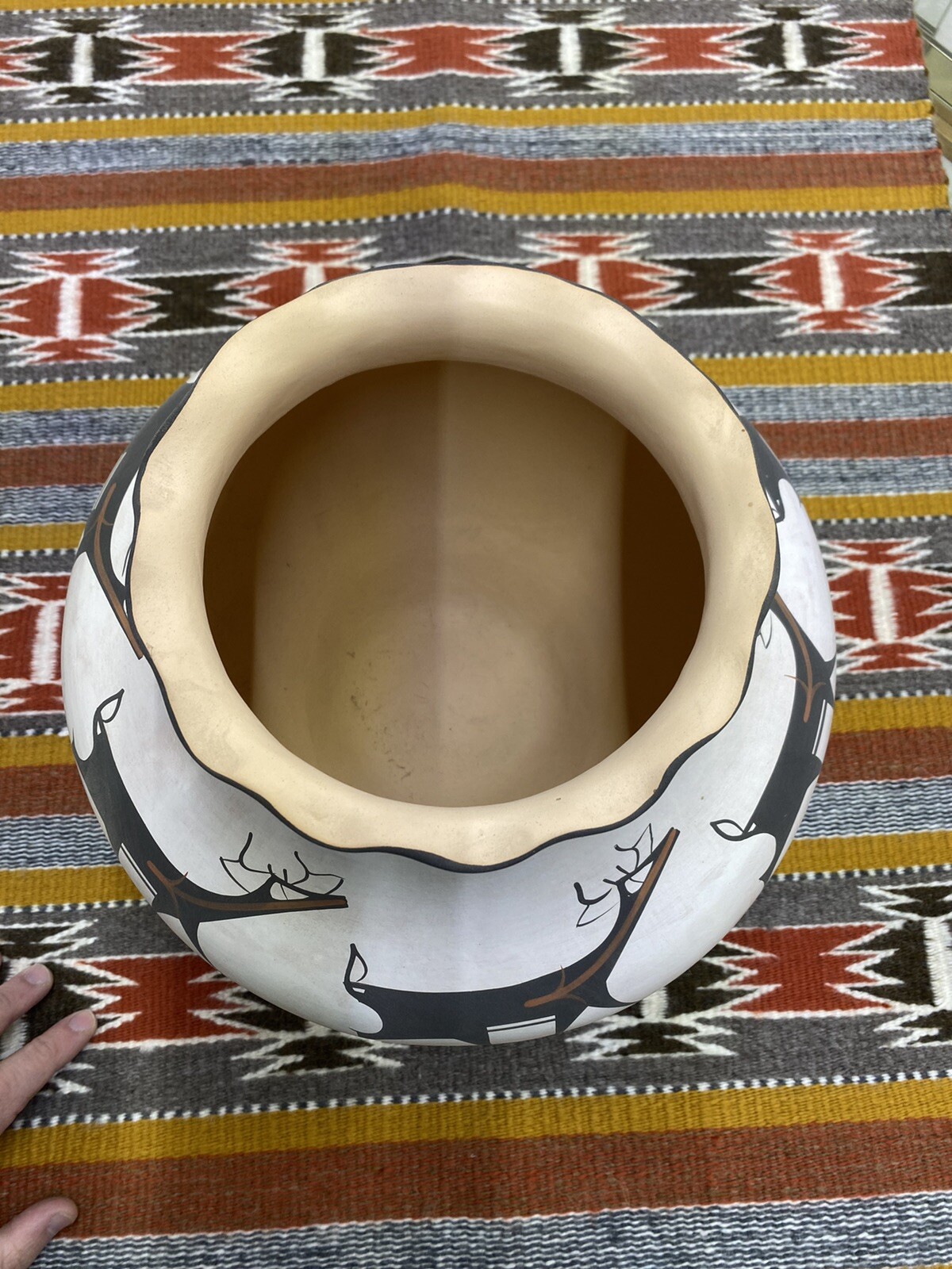 zuni Deer Pottery (large )  Anderson Peynetsa- 3 Row  Deer 10.1/4 Wide 12 Tall
