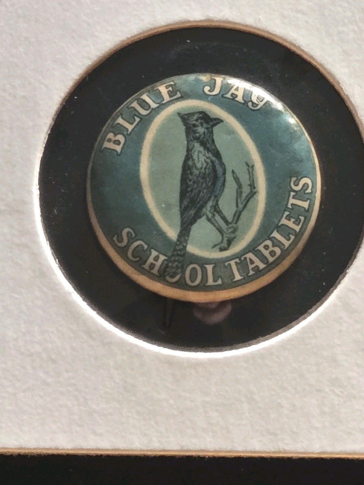 Rare Antique Early Pinback Button BLUE JAY SCHOOL TABLETS Blue Jay Bird Rare Antique Early Pinback Button BLUE JAY SCHOOL TABLETS Blue Jay Bird