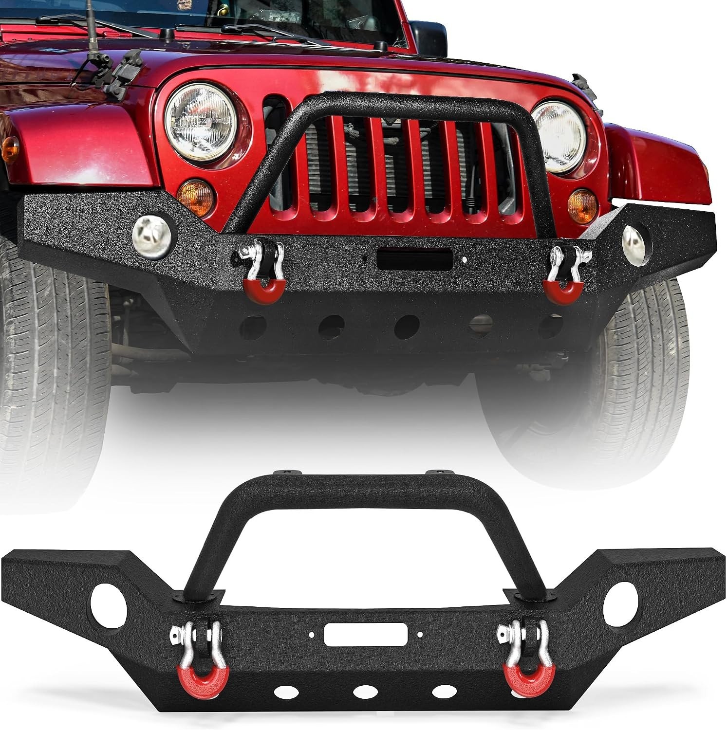 Full Width Front Bumper Compatible with 07-18 Jeep Wrangler JK and JK Unlimited Full Width Front Bumper Compatible with 07-18 Jeep Wrangler JK and JK Unlimited