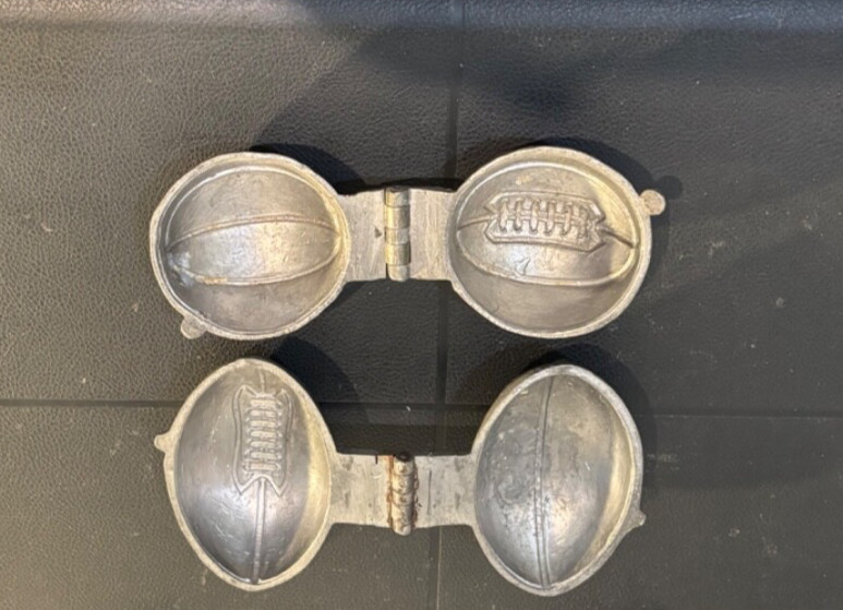 Pair Antique E & CO Pewter Ice Cream / Chocolate Molds Football Baseball Pair Antique E & CO Pewter Ice Cream / Chocolate Molds Football Baseball