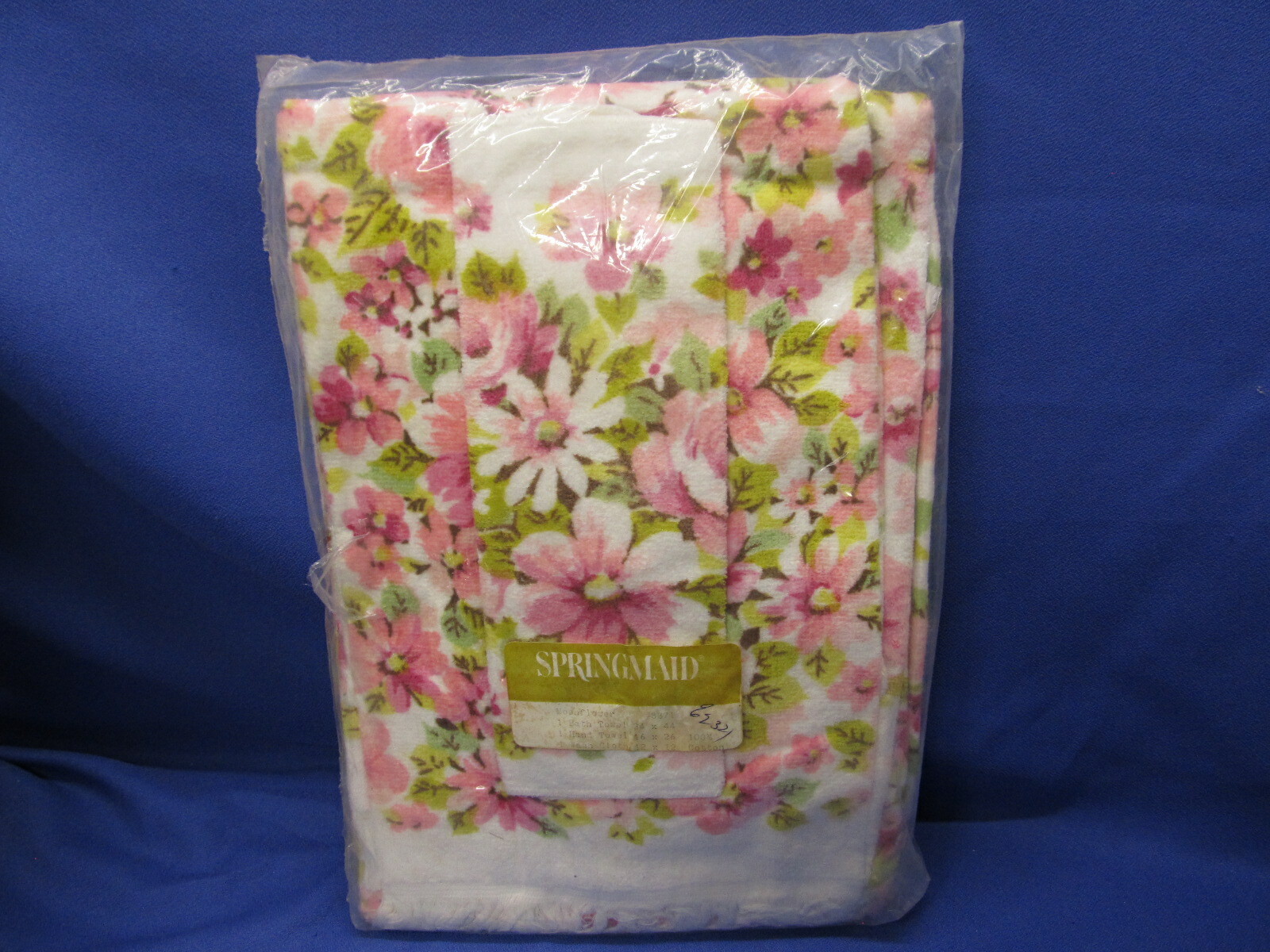 NOS Springmaid Floral Towel Set Bath Wash Cloth Hand Towels 100% Cotton Sealed