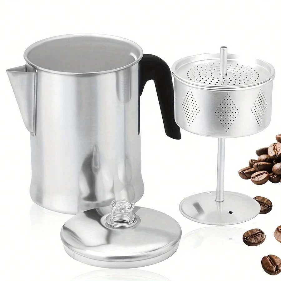 Percolator Coffee Pot Aluminum Durable Camping Home Stove Grill 8-Cup